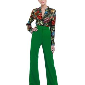 ALICE + OLIVIA DYLAN HIGH-WAIST TROUSERS Juniper